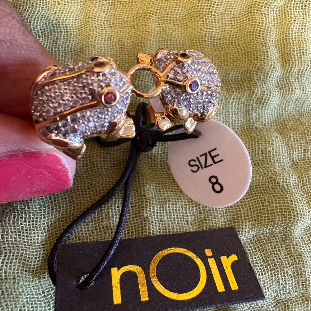 nOir Jewelry Gold and Silver Frog Ring